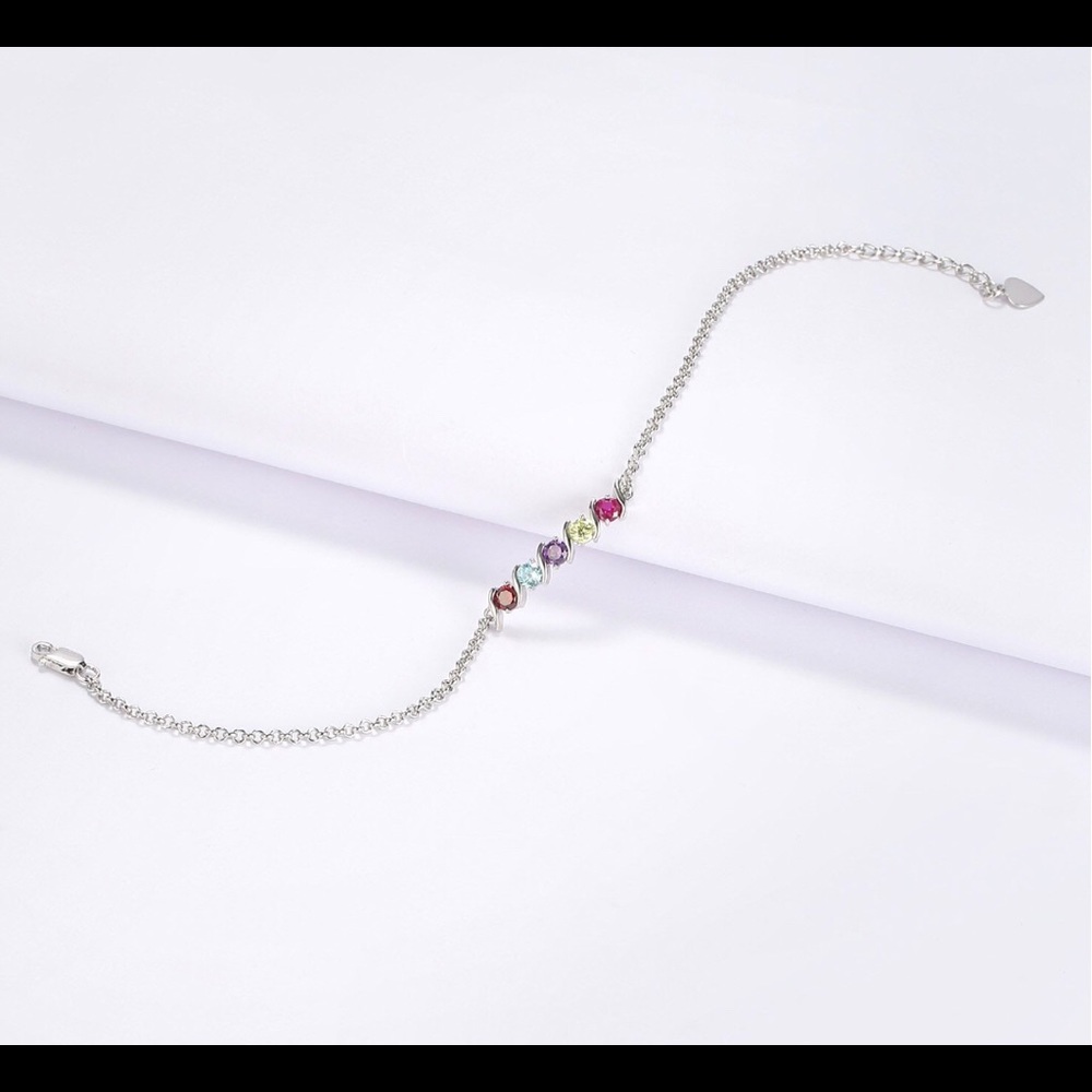 Sterling Silver Adjustable Round Created Gemstone - image 6